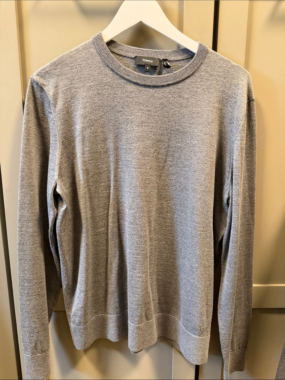 Theory Men's Light Gray Crewneck Sweater